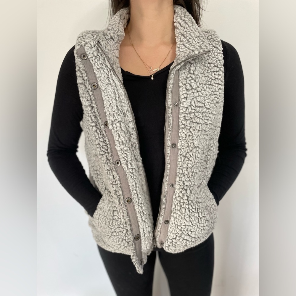 Thread and Supply gray Sherpa fluffy vest